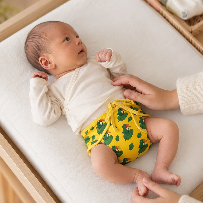 Mimi Langot | Toucan & Leaf | Tropicale | Bamboo-Cotton DryFeel, Cloth Nappy | 0-6M