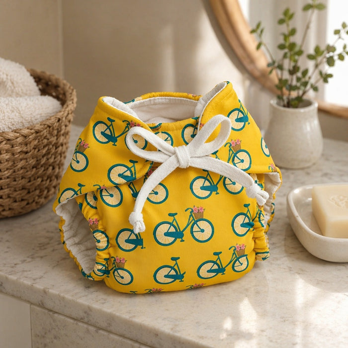 Mimi Langot | Vintage Bicycle | Little Voyager | Bamboo-Cotton DryFeel, Cloth Nappy | 0-6M