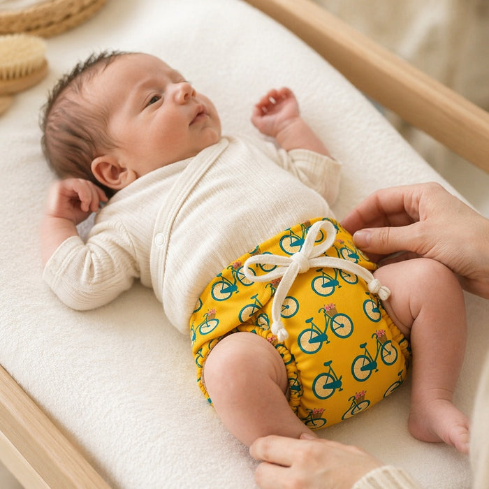 Mimi Langot | Vintage Bicycle | Little Voyager | Bamboo-Cotton DryFeel, Cloth Nappy | 0-6M