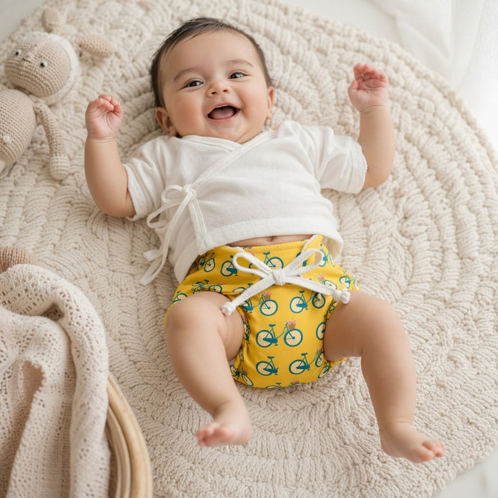 Mimi Langot | Vintage Bicycle | Little Voyager | Bamboo-Cotton DryFeel, Cloth Nappy | 0-6M