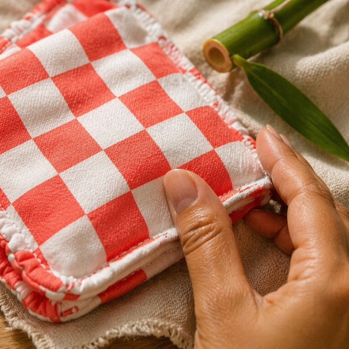 Mimi Muslin Wipes | Checkerboard | Geo Play | 100% Muslin Cotton, Reusable | Pack of 6