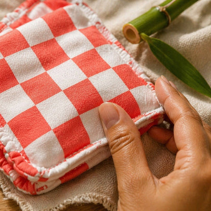 Mimi Muslin Wipes | Checkerboard | Geo Play | 100% Muslin Cotton, Reusable | Pack of 6