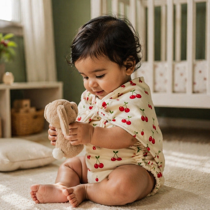 Mimi Muslin Wipes | Cherry Pair | Orchard | 100% Muslin Cotton, Reusable | Pack of 6