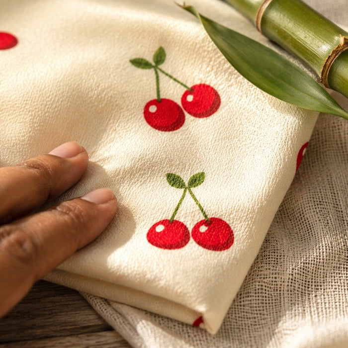 Mimi Muslin Wipes | Cherry Pair | Orchard | 100% Muslin Cotton, Reusable | Pack of 6