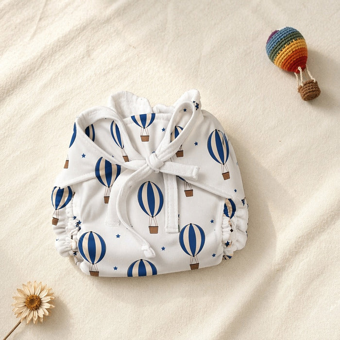 Mimi Muslin Wipes | Hot Air Balloon | Little Voyager | 100% Muslin Cotton, Reusable | Pack of 6
