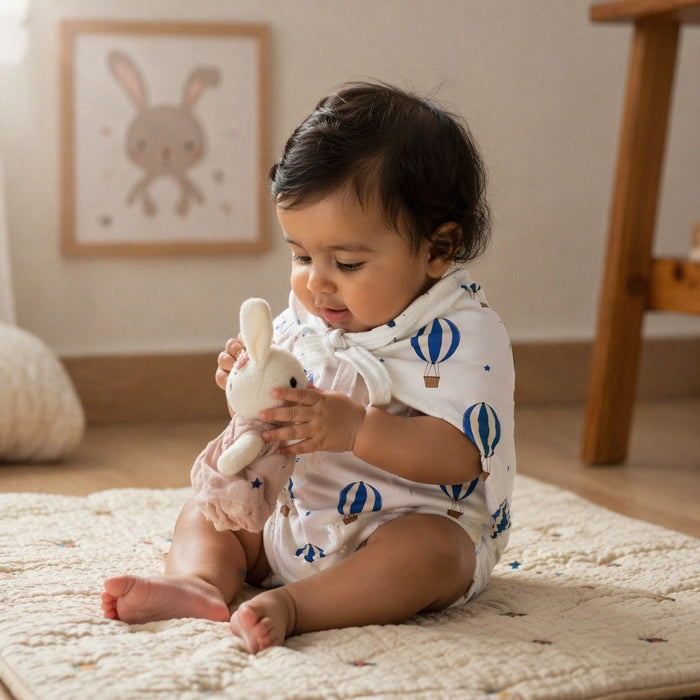Mimi Muslin Wipes | Hot Air Balloon | Little Voyager | 100% Muslin Cotton, Reusable | Pack of 6
