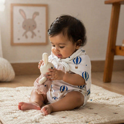 Mimi Muslin Wipes | Hot Air Balloon | Little Voyager | 100% Muslin Cotton, Reusable | Pack of 6
