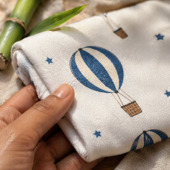 Mimi Muslin Wipes | Hot Air Balloon | Little Voyager | 100% Muslin Cotton, Reusable | Pack of 6