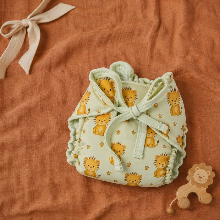 Mimi Muslin Wipes | Lion Cub | Safari Tales | 100% Muslin Cotton, Reusable | Pack of 6