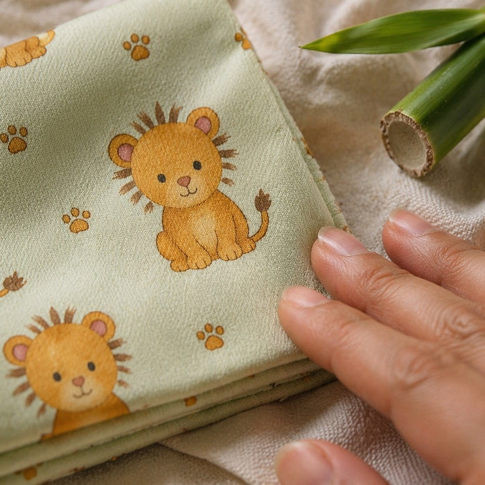 Mimi Muslin Wipes | Lion Cub | Safari Tales | 100% Muslin Cotton, Reusable | Pack of 6