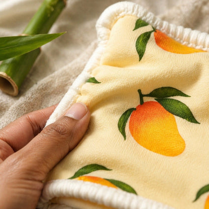 Mimi Muslin Wipes | Mango Grove | Orchard | 100% Muslin Cotton, Reusable | Pack of 6