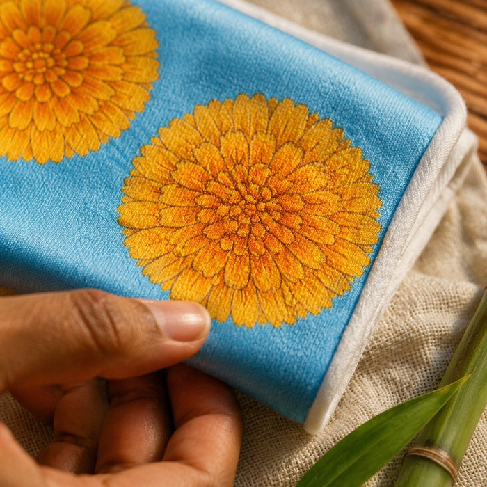 Mimi Muslin Wipes | Marigold Burst | Tropicale | 100% Muslin Cotton, Reusable | Pack of 6