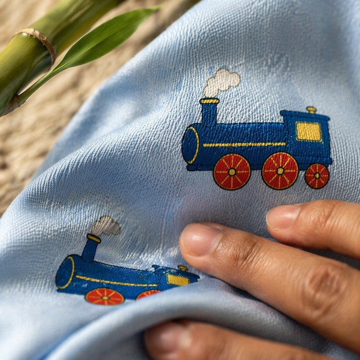 Mimi Muslin Wipes | Steam Train | Little Voyager | 100% Muslin Cotton, Reusable | Pack of 6