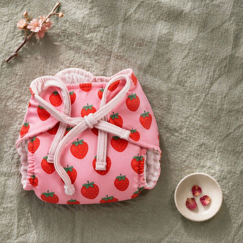 Mimi Muslin Wipes | Strawberry Patch | Blossom | 100% Muslin Cotton, Reusable | Pack of 6