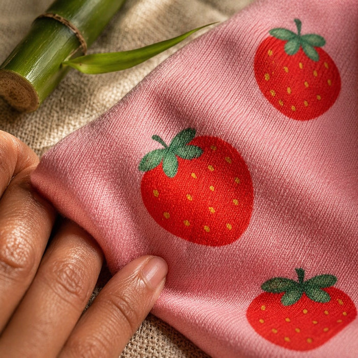 Mimi Muslin Wipes | Strawberry Patch | Blossom | 100% Muslin Cotton, Reusable | Pack of 6