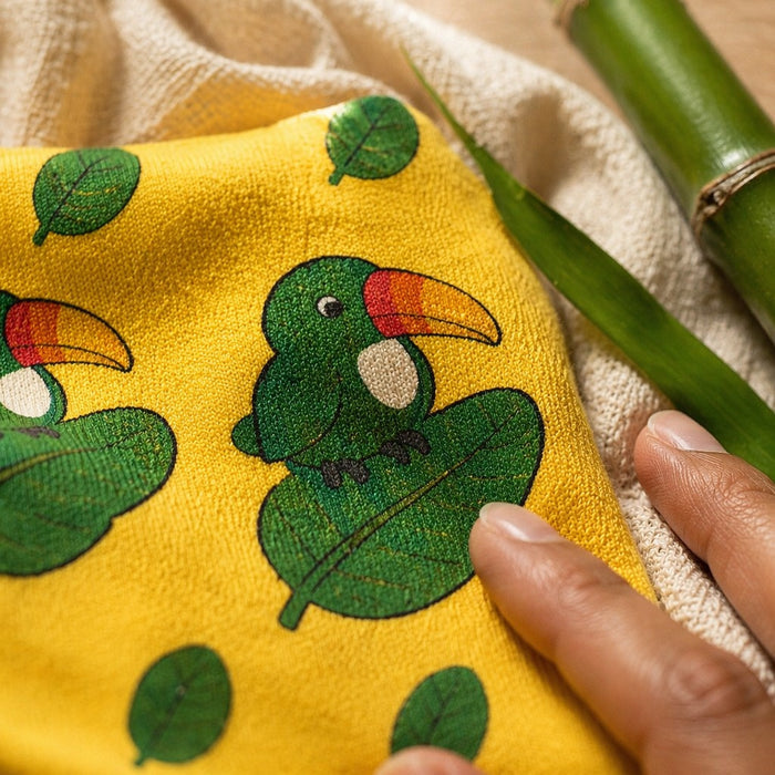 Mimi Muslin Wipes | Toucan & Leaf | Tropicale | 100% Muslin Cotton, Reusable | Pack of 6