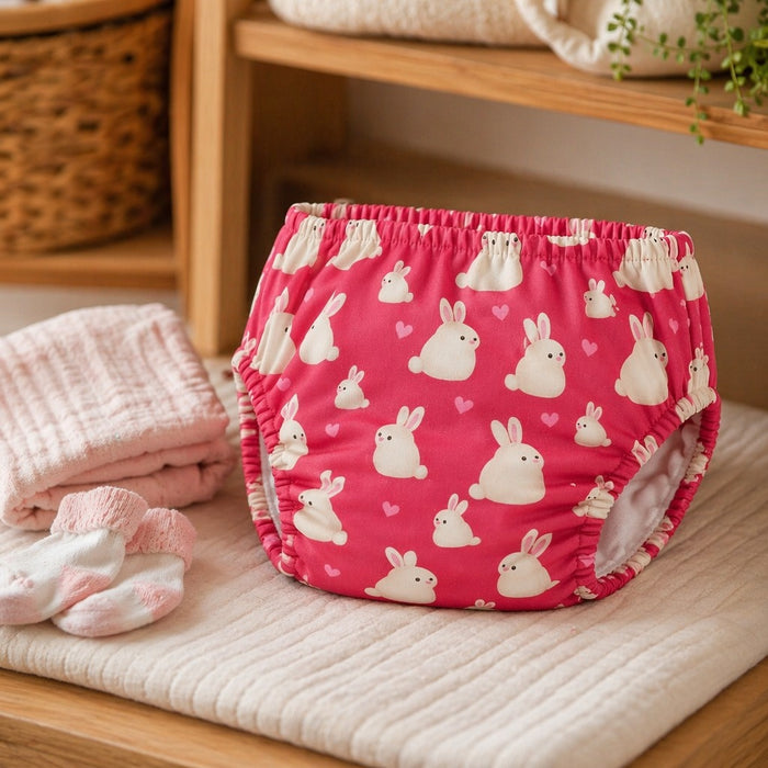 Mimi Potty Training Pants | Bunny Hop | Blossom | Bamboo-Cotton, Pull-Up, Semi-Waterproof | 9M-4Y