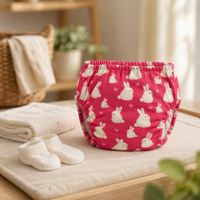 Mimi Potty Training Pants | Bunny Hop | Blossom | Bamboo-Cotton, Pull-Up, Semi-Waterproof | 9M-4Y