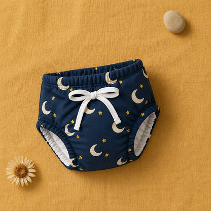 Mimi Potty Training Pants | Crescent Moon + Stars | Stardust | Bamboo-Cotton, Pull-Up, Semi-Waterproof | 9M-4Y