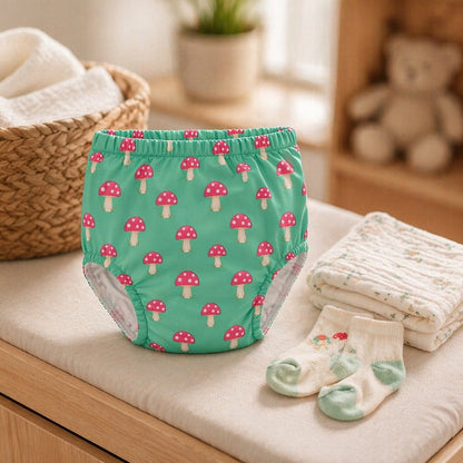 Mimi Potty Training Pants | Mushroom Magic | Blossom | Bamboo-Cotton, Pull-Up, Semi-Waterproof | 9M-4Y