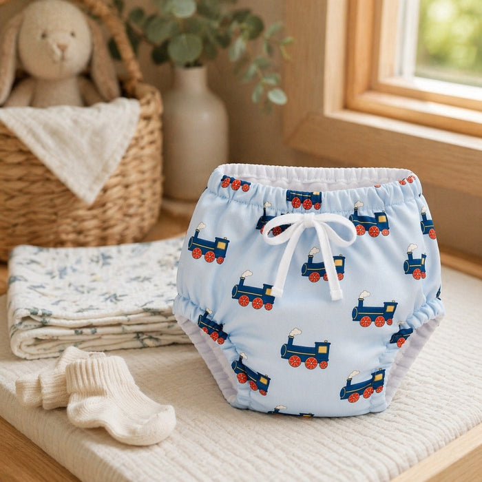 Mimi Potty Training Pants | Steam Train | Little Voyager | Bamboo-Cotton, Pull-Up, Semi-Waterproof | 9M-4Y