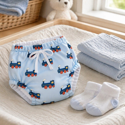 Mimi Potty Training Pants | Steam Train | Little Voyager | Bamboo-Cotton, Pull-Up, Semi-Waterproof | 9M-4Y