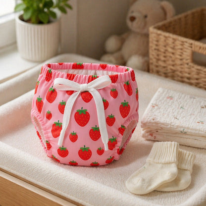 Mimi Potty Training Pants | Strawberry Patch | Blossom | Bamboo-Cotton, Pull-Up, Semi-Waterproof | 9M-4Y