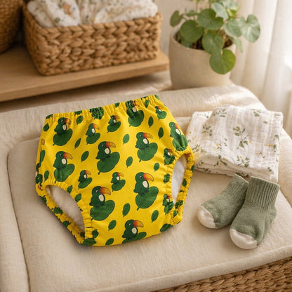 Mimi Potty Training Pants | Toucan & Leaf | Tropicale | Bamboo-Cotton, Pull-Up, Semi-Waterproof | 9M-4Y