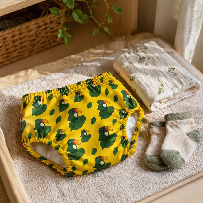 Mimi Potty Training Pants | Toucan & Leaf | Tropicale | Bamboo-Cotton, Pull-Up, Semi-Waterproof | 9M-4Y