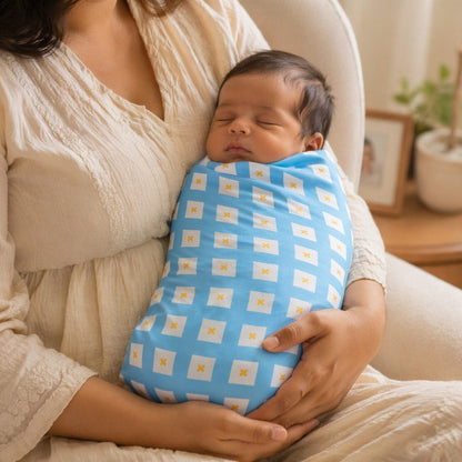 Mimi Swaddle Wrap | Argyle | Geo Play | Bamboo-Muslin, 3× Softer, 120×120cm | 0-6M