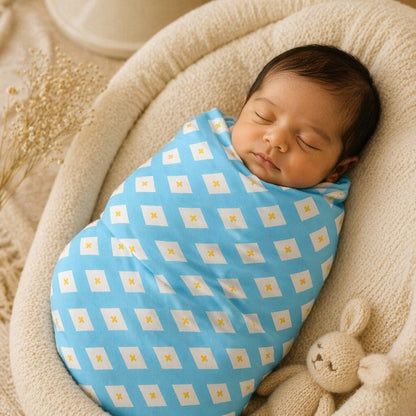 Mimi Swaddle Wrap | Argyle | Geo Play | Bamboo-Muslin, 3× Softer, 120×120cm | 0-6M