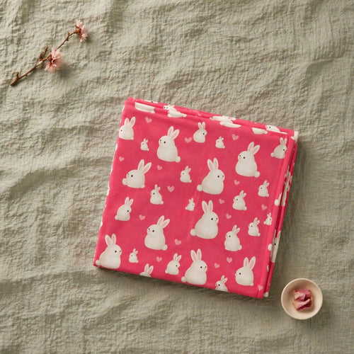 Mimi Swaddle Wrap | Bunny Hop | Blossom | Bamboo-Muslin, 3× Softer, 120×120cm | 0-6M
