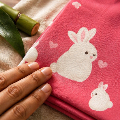 Mimi Swaddle Wrap | Bunny Hop | Blossom | Bamboo-Muslin, 3× Softer, 120×120cm | 0-6M