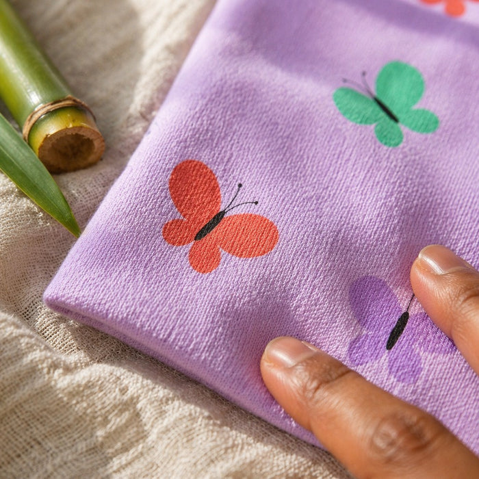 Mimi Swaddle Wrap | Butterfly Garden | Blossom | Bamboo-Muslin, 3× Softer, 120×120cm | 0-6M