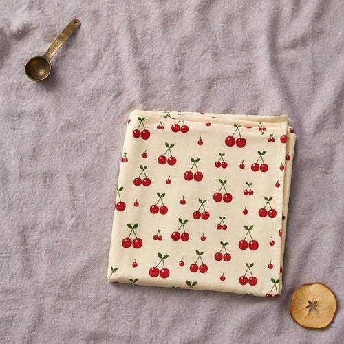 Mimi Swaddle Wrap | Cherry Pair | Orchard | Bamboo-Muslin, 3× Softer, 120×120cm | 0-6M