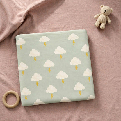 Mimi Swaddle Wrap | Cloud + Lightning | Monsoon Magic | Bamboo-Muslin, 3× Softer, 120×120cm | 0-6M