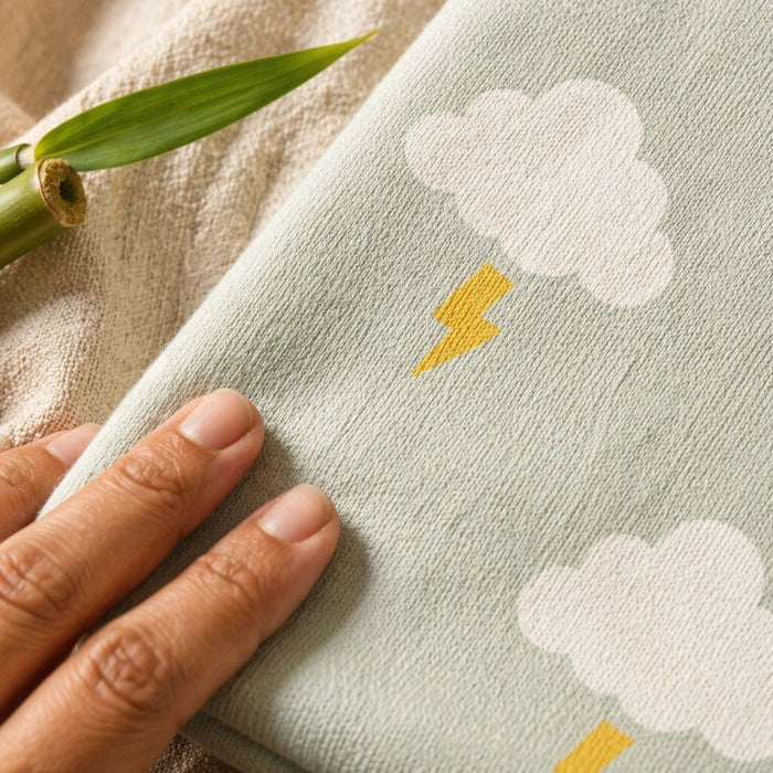 Mimi Swaddle Wrap | Cloud + Lightning | Monsoon Magic | Bamboo-Muslin, 3× Softer, 120×120cm | 0-6M