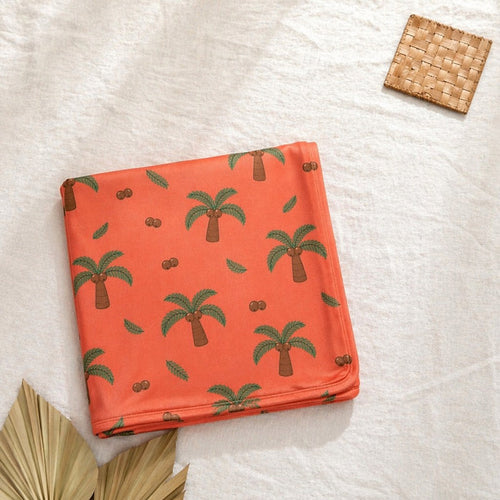 Mimi Swaddle Wrap | Coconut Palm | Tropicale | Bamboo-Muslin, 3× Softer, 120×120cm | 0-6M