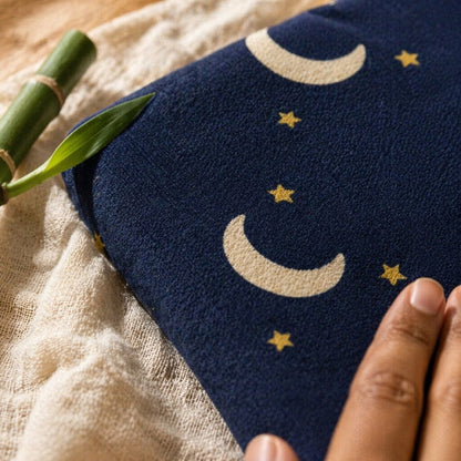 Mimi Swaddle Wrap | Crescent Moon + Stars | Stardust | Bamboo-Muslin, 3× Softer, 120×120cm | 0-6M