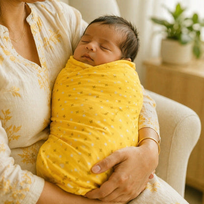 Mimi Swaddle Wrap | Cross & Diamond | Geo Play | Bamboo-Muslin, 3× Softer, 120×120cm | 0-6M