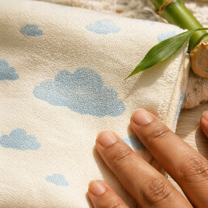 Mimi Swaddle Wrap | Drifting Clouds | Monsoon Magic | Bamboo-Muslin, 3× Softer, 120×120cm | 0-6M