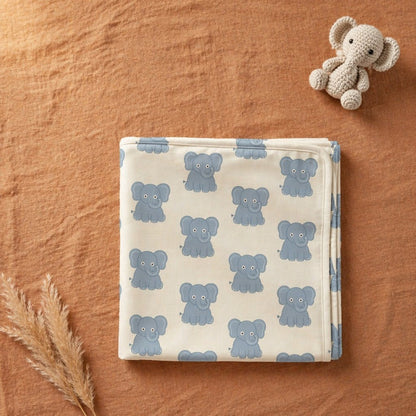 Mimi Swaddle Wrap | Elephant Parade | Safari Tales | Bamboo-Muslin, 3× Softer, 120×120cm | 0-6M