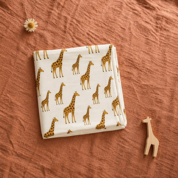 Mimi Swaddle Wrap | Giraffe Royale | Safari Tales | Bamboo-Muslin, 3× Softer, 120×120cm | 0-6M