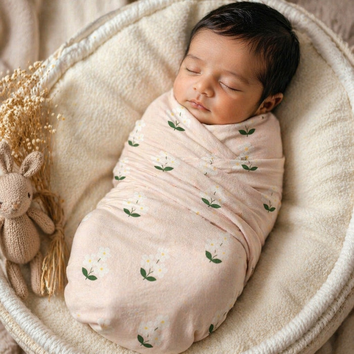 Mimi Swaddle Wrap | Jasmine Bunch | Tropicale | Bamboo-Muslin, 3× Softer, 120×120cm | 0-6M