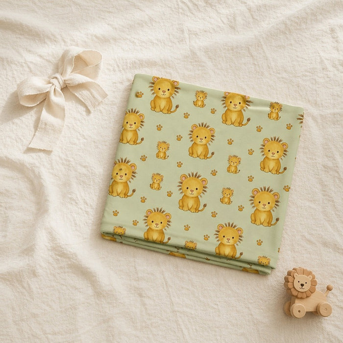 Mimi Swaddle Wrap | Lion Cub | Safari Tales | Bamboo-Muslin, 3× Softer, 120×120cm | 0-6M