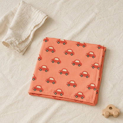 Mimi Swaddle Wrap | Little Car | Little Voyager | Bamboo-Muslin, 3× Softer, 120×120cm | 0-6M