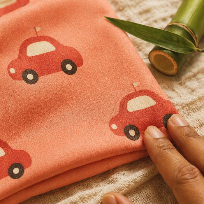 Mimi Swaddle Wrap | Little Car | Little Voyager | Bamboo-Muslin, 3× Softer, 120×120cm | 0-6M