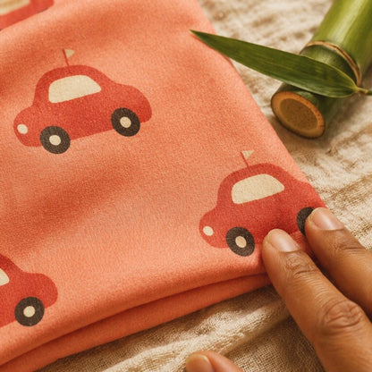 Mimi Swaddle Wrap | Little Car | Little Voyager | Bamboo-Muslin, 3× Softer, 120×120cm | 0-6M