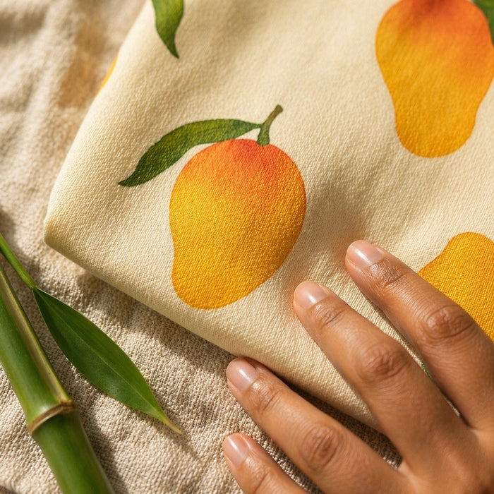 Mimi Swaddle Wrap | Mango Grove | Orchard | Bamboo-Muslin, 3× Softer, 120×120cm | 0-6M