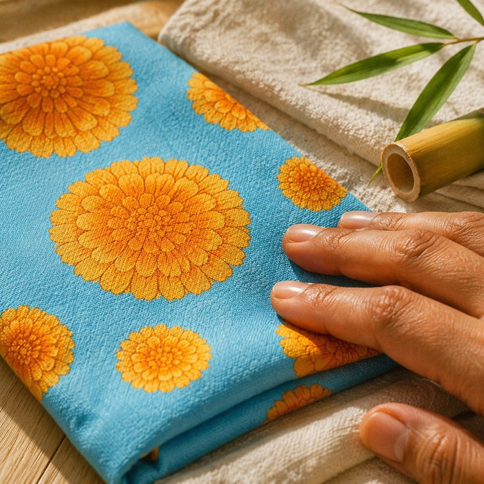 Mimi Swaddle Wrap | Marigold Burst | Tropicale | Bamboo-Muslin, 3× Softer, 120×120cm | 0-6M
